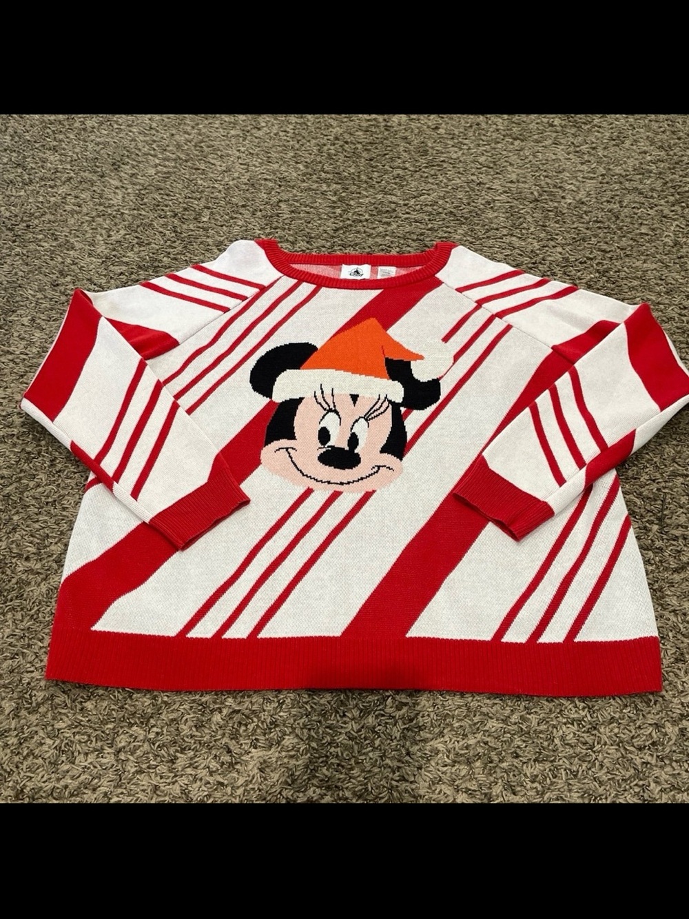 disney parks minnie mouse christmas candy cane striped sweater XL